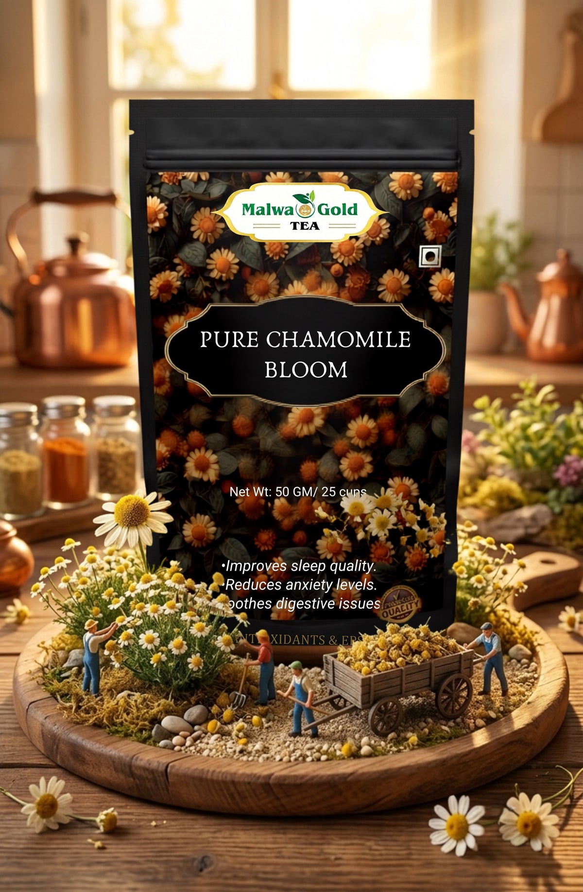 Malwa Gold Calming Chamomile Herbal Infusion For Stress Relief & Good Sleep