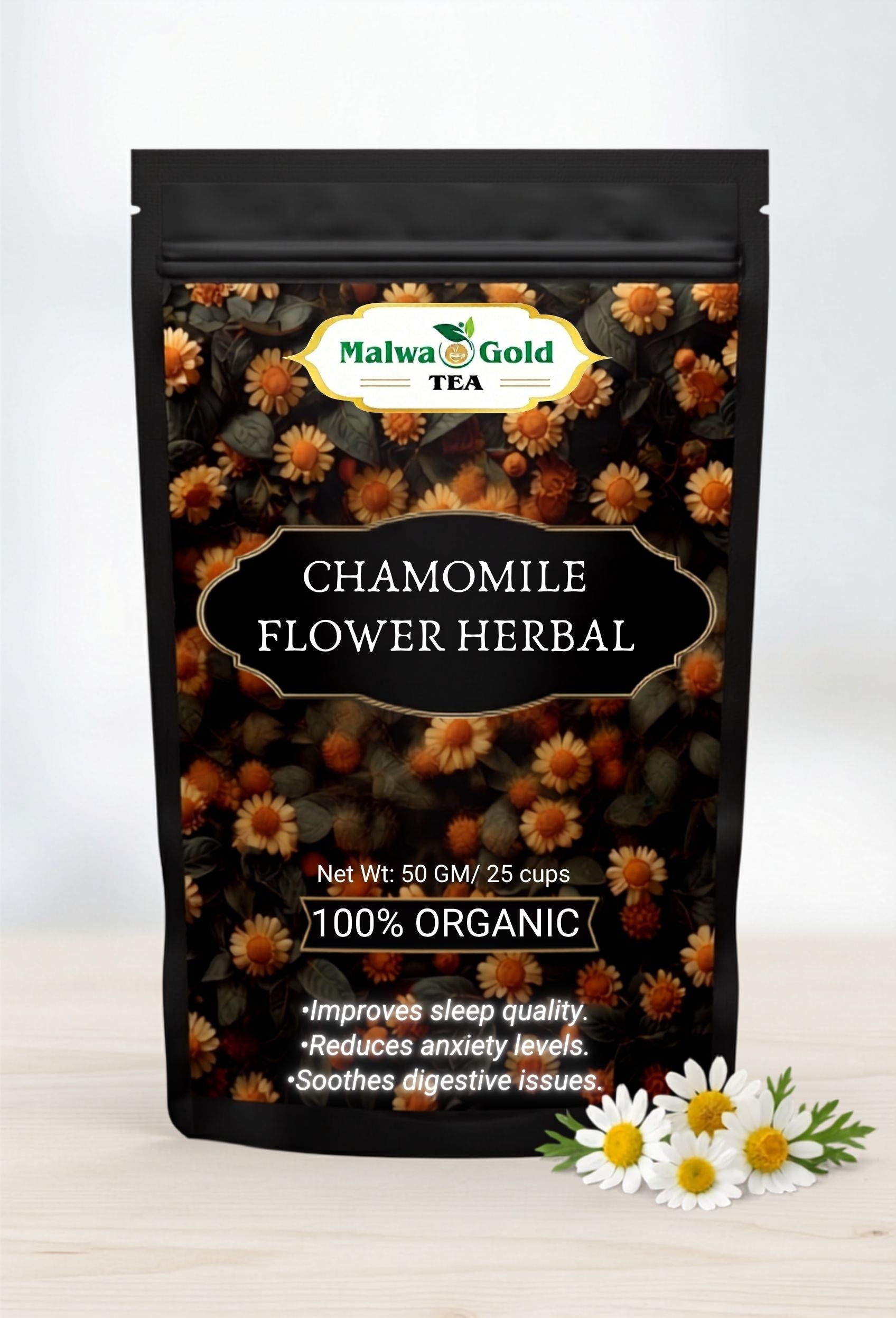 Malwa Gold Calming Chamomile Herbal Infusion For Stress Relief & Good Sleep